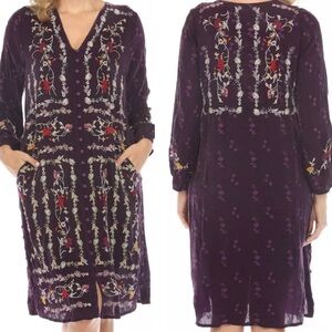 Johnny Was extremely heavily embroidered Eloise midi dress NWT